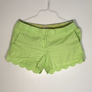 J Crew Factory Light Green (Lime) Scalloped Shorts